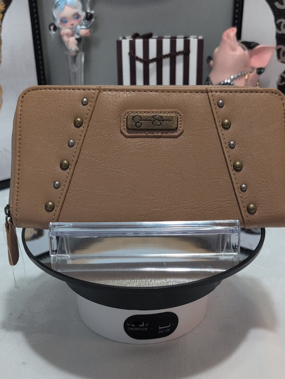 Jessica Simpson Trust Tan Studded Continental Wallet - NEW!